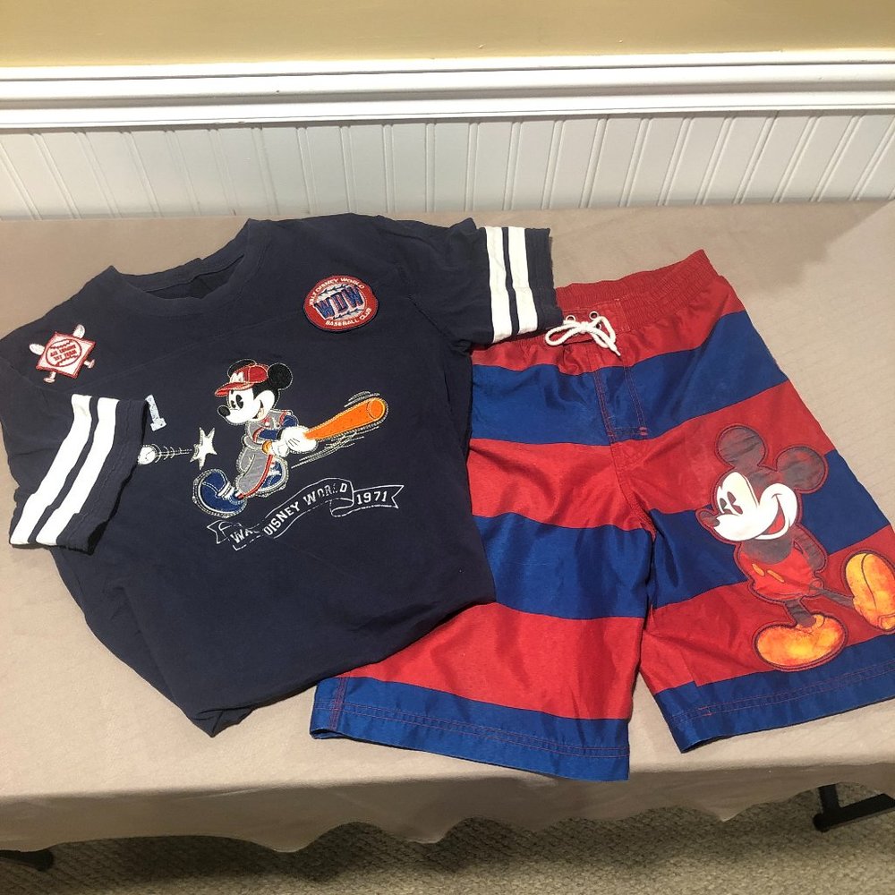 Disney Boys T Shirt (XL) and Swim Trunks (L)